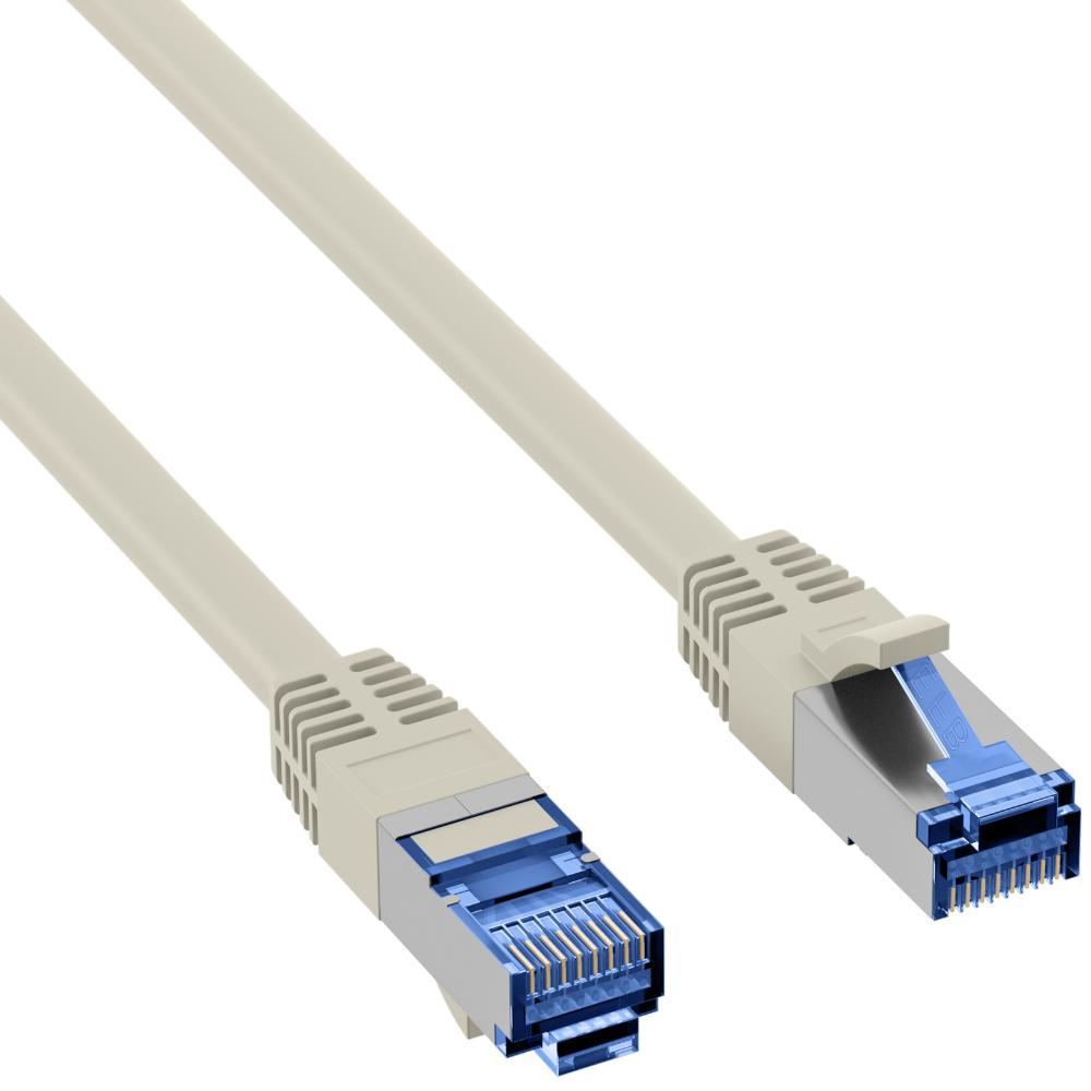 RJ45 Patchkabel S/FTP, Kat.6A, Kat.7 Rohkabel TPE superflex, 5m, grau