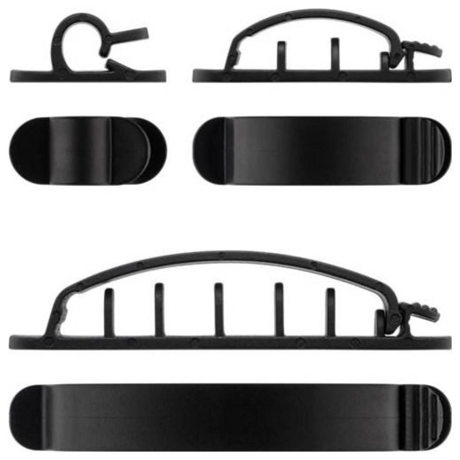 Cable management clip set, black 6-piece set for organising and attachi - Goobay