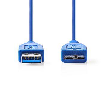 USB 3.0-Kabel A Male - Micro-B Male 0,5 m Blauw - Nedis