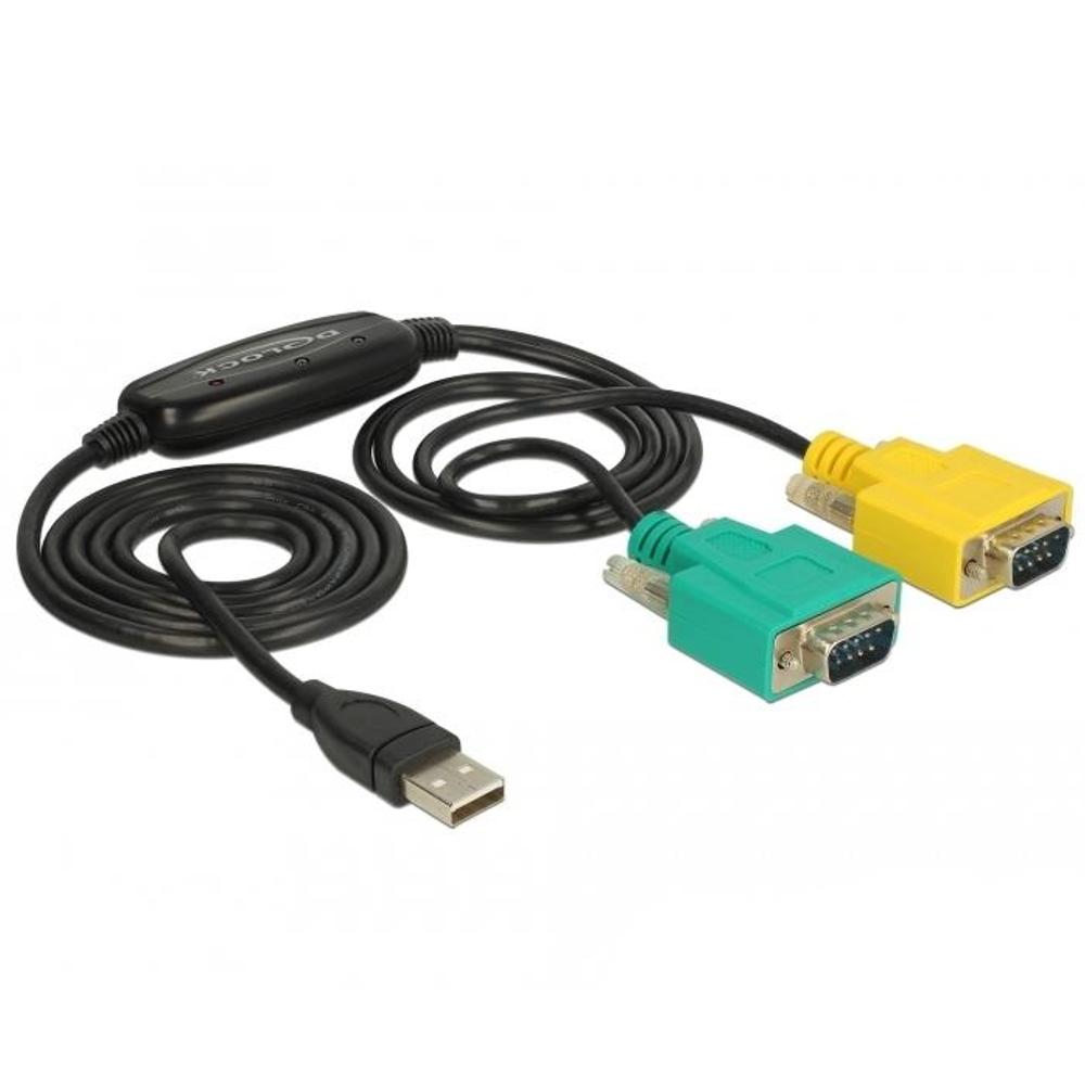 Delock Adapter USB 2.0 Typ-A > 2 x Seriell DB9 RS-232 - Delock