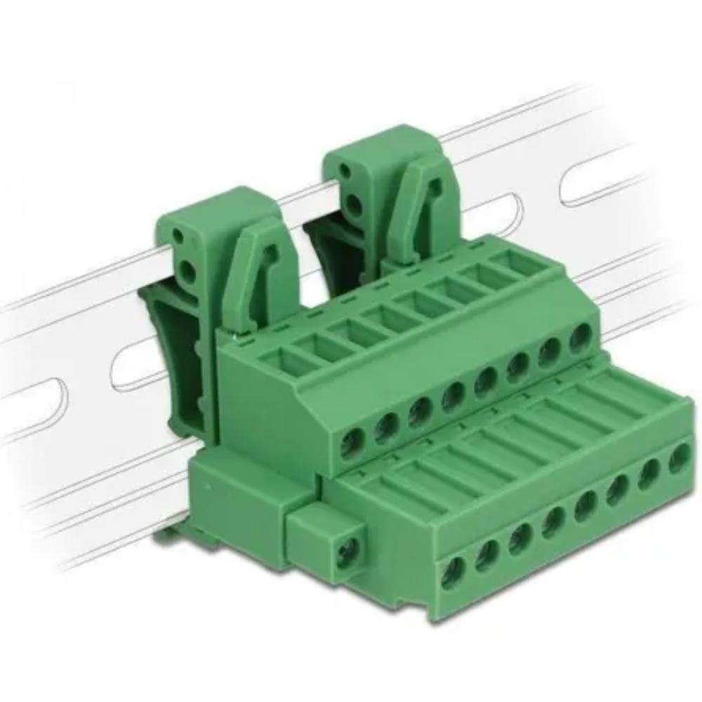 DELOCK Terminalblock Set für Hutschienen 8 Pin mit Schraubverriegelung