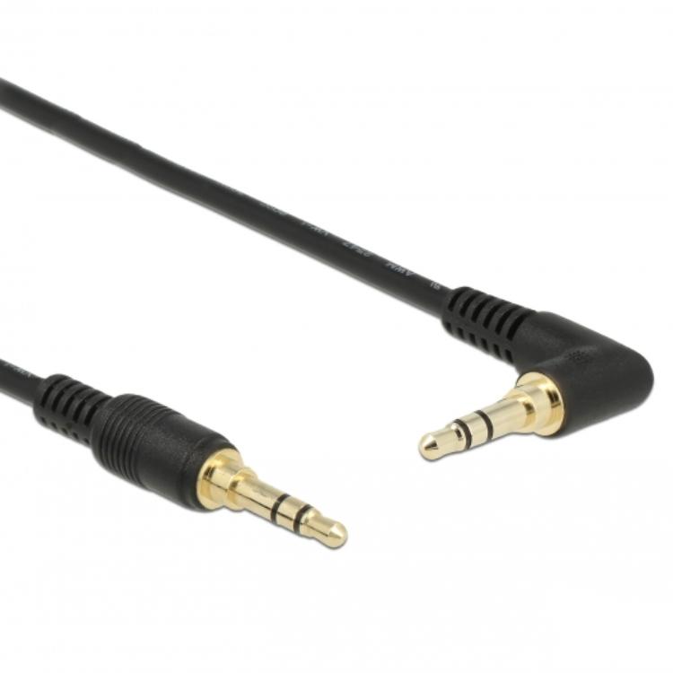 Delock Klinkenkabel 3,5 mm 3-polig Stecker > Stecker gewinkelt 2 m sch