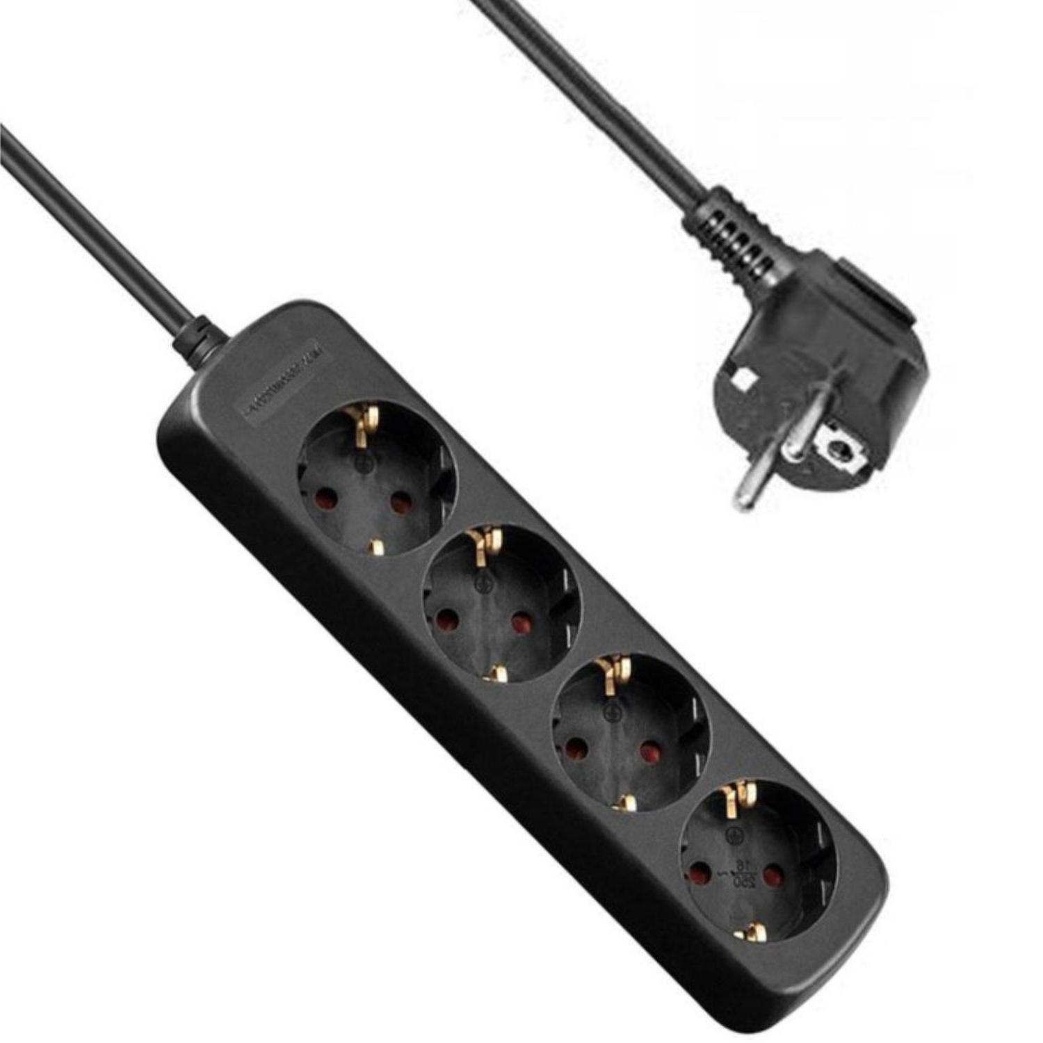 Allteq Steckdose - 4x Schuko - 10 Meter - Schwarz