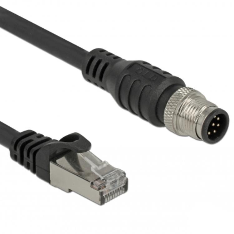 Delock Kabel RJ45 Stecker auf M12 Stecker 8-polig A-kodiert Cat.5e - D