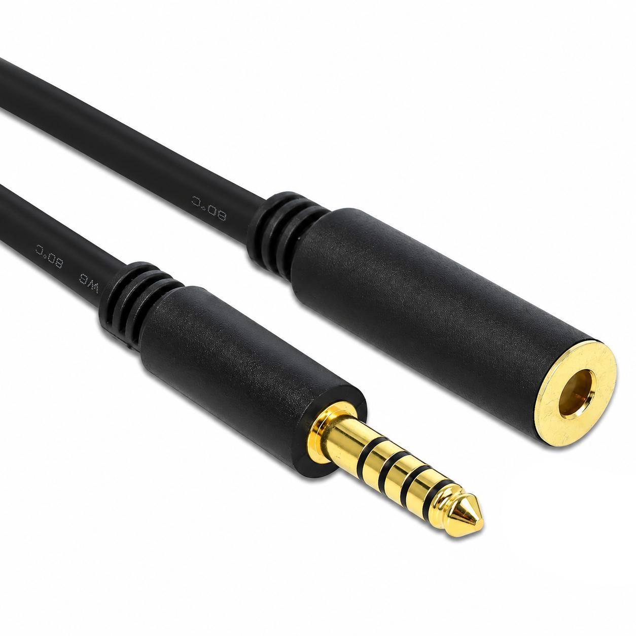 DELOCK 85796 - Verlängerungskabel Klinke 4,4 mm 5 Pin Stecker zu Buchse 1 m sch