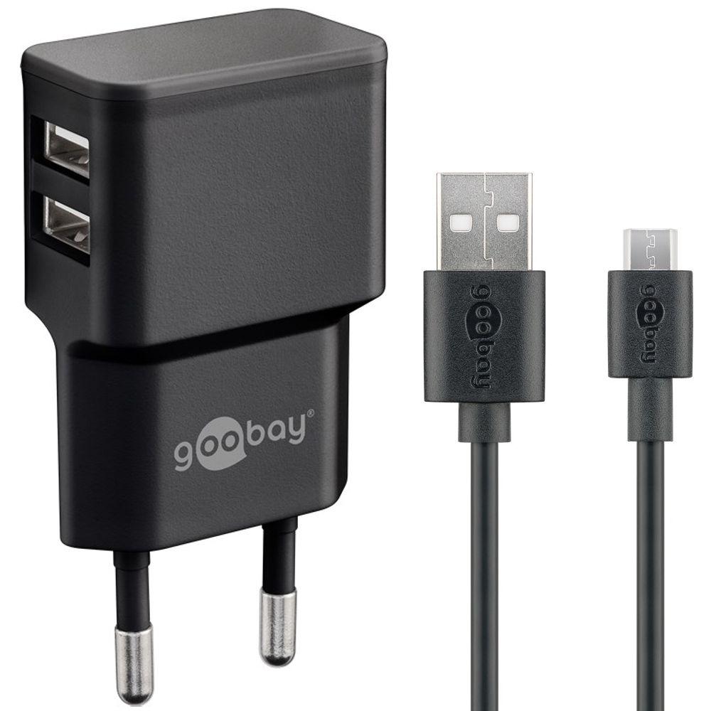 Micro USB oplader met kabel - 2.400 mA