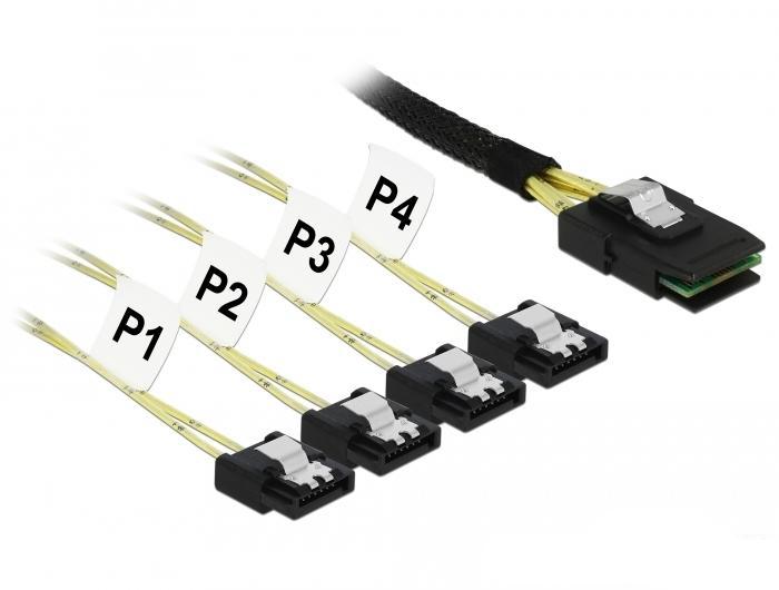 Delock Kabel Mini SAS SFF 8087 > 4 x SATA 7 polig 0,5 m Metall - Deloc