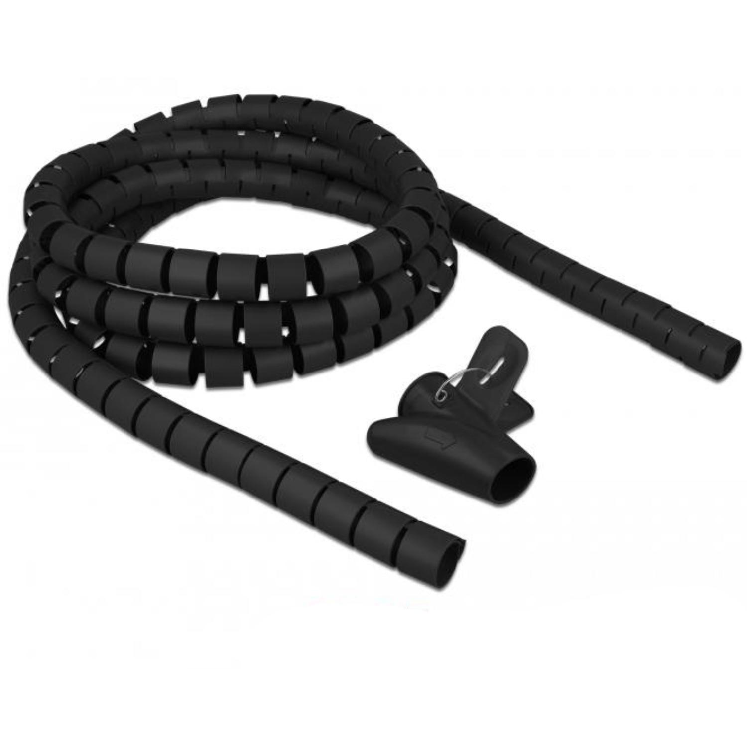 Delock Spiralschlauch mit Aufrollwerkzeug 2,5 m x 25 mm schwarz - Delo