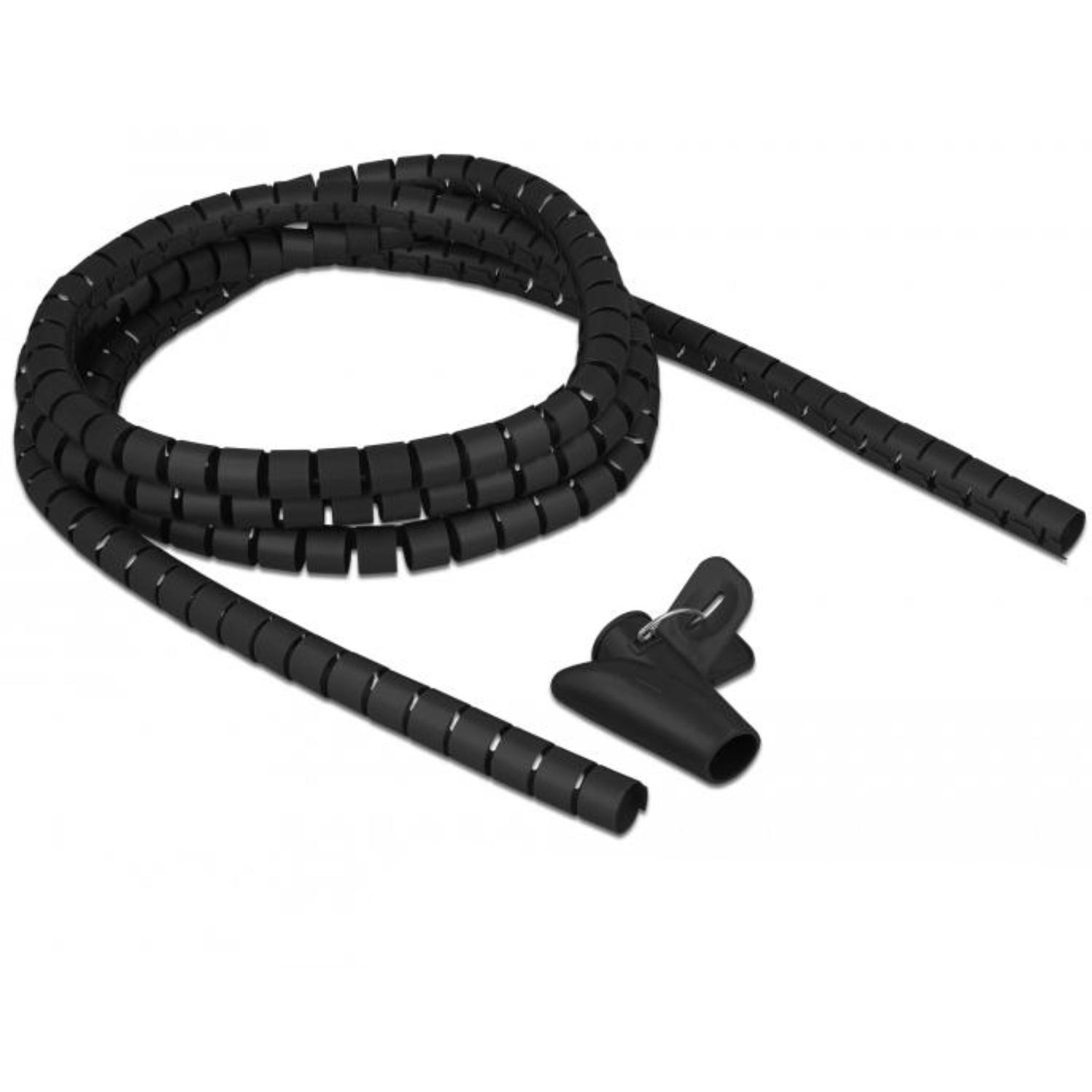 Delock Spiralschlauch mit Aufrollwerkzeug 2,5 m x 15 mm schwarz - Delo