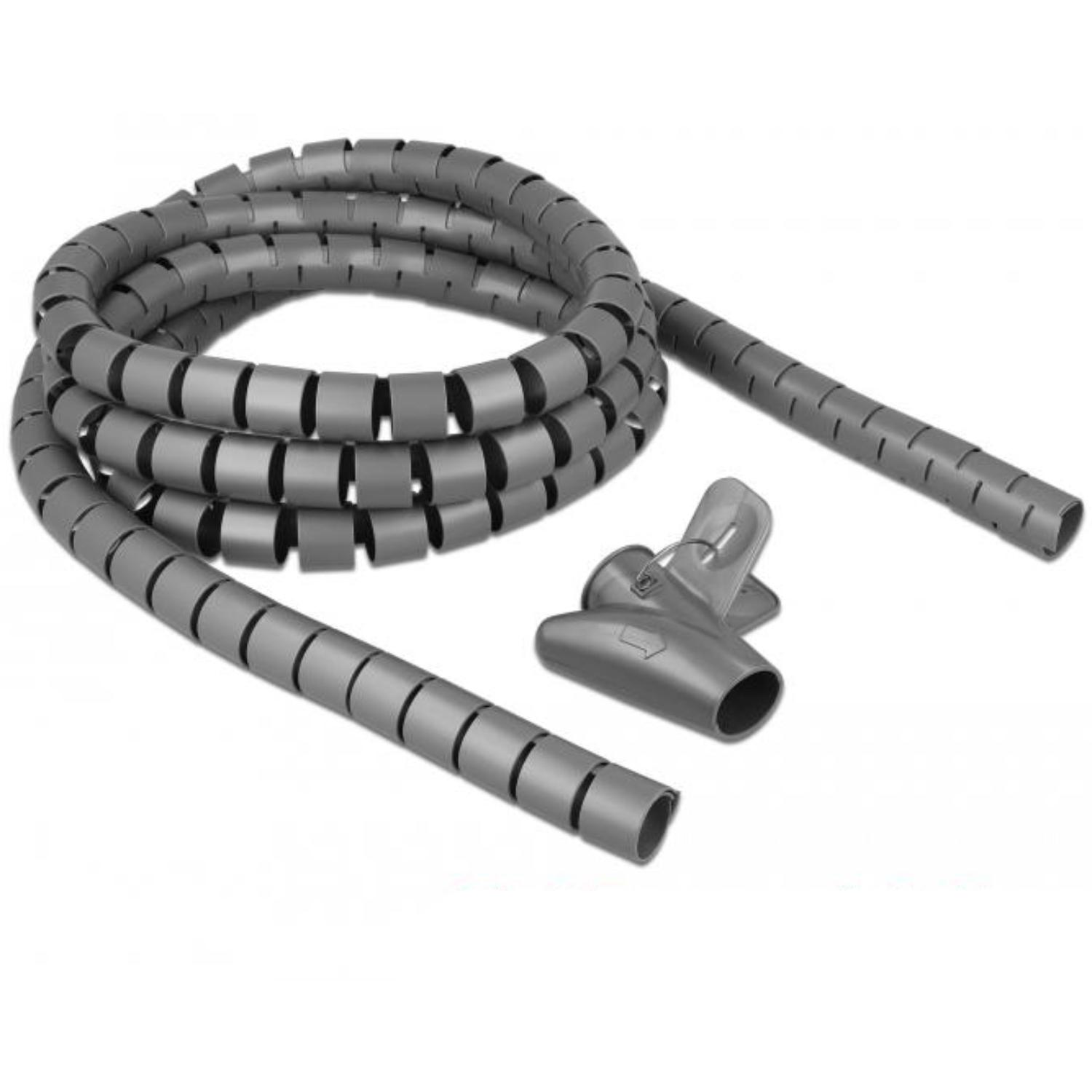 Delock Spiralschlauch mit Aufrollwerkzeug 2,5 m x 25 mm grau - Delock