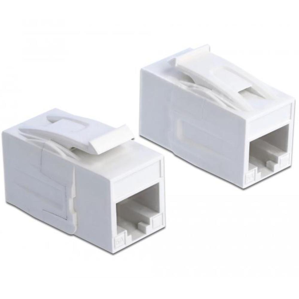 Delock Keystone Modul RJ45 Buchse > RJ45 Buchse Cat.6A UTP weiß - Del