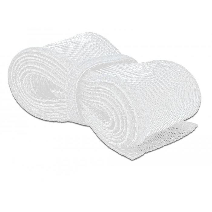Delock Geflechtschlauch mit Klettverschluss 2 m x 19 mm weiß - Delock
