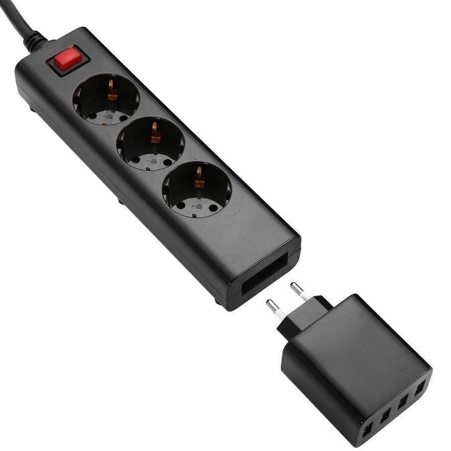 Stekkerdoos - 3-voudig - USB - Allteq