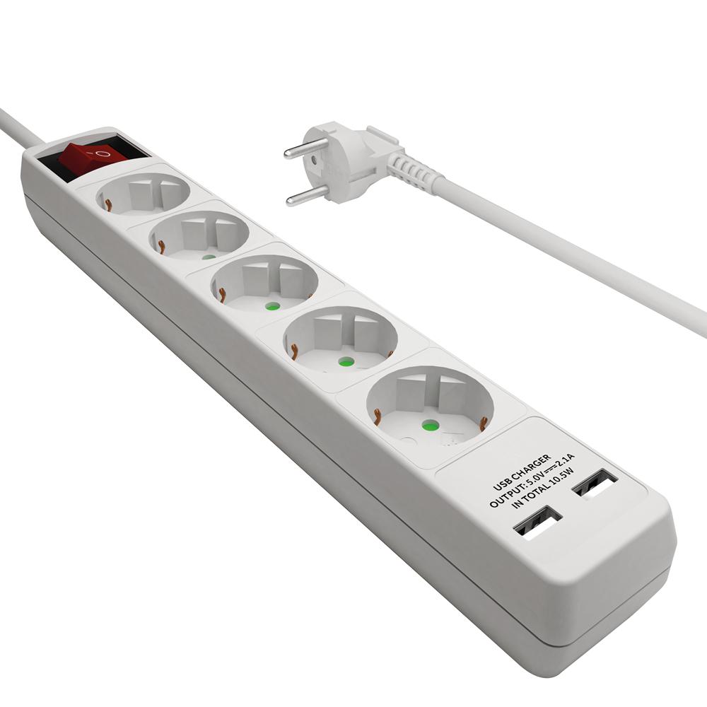 Stekkerdoos - 5-voudig - USB