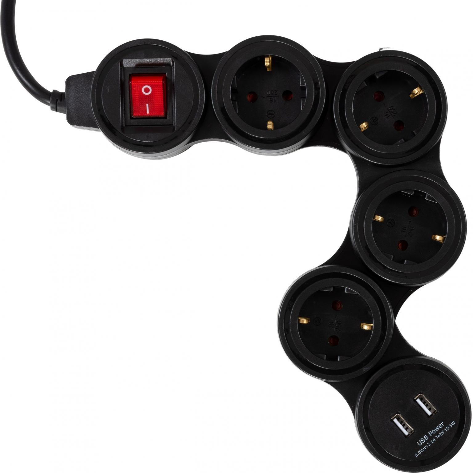 Stekkerdoos - 4-voudig - USB - Allteq