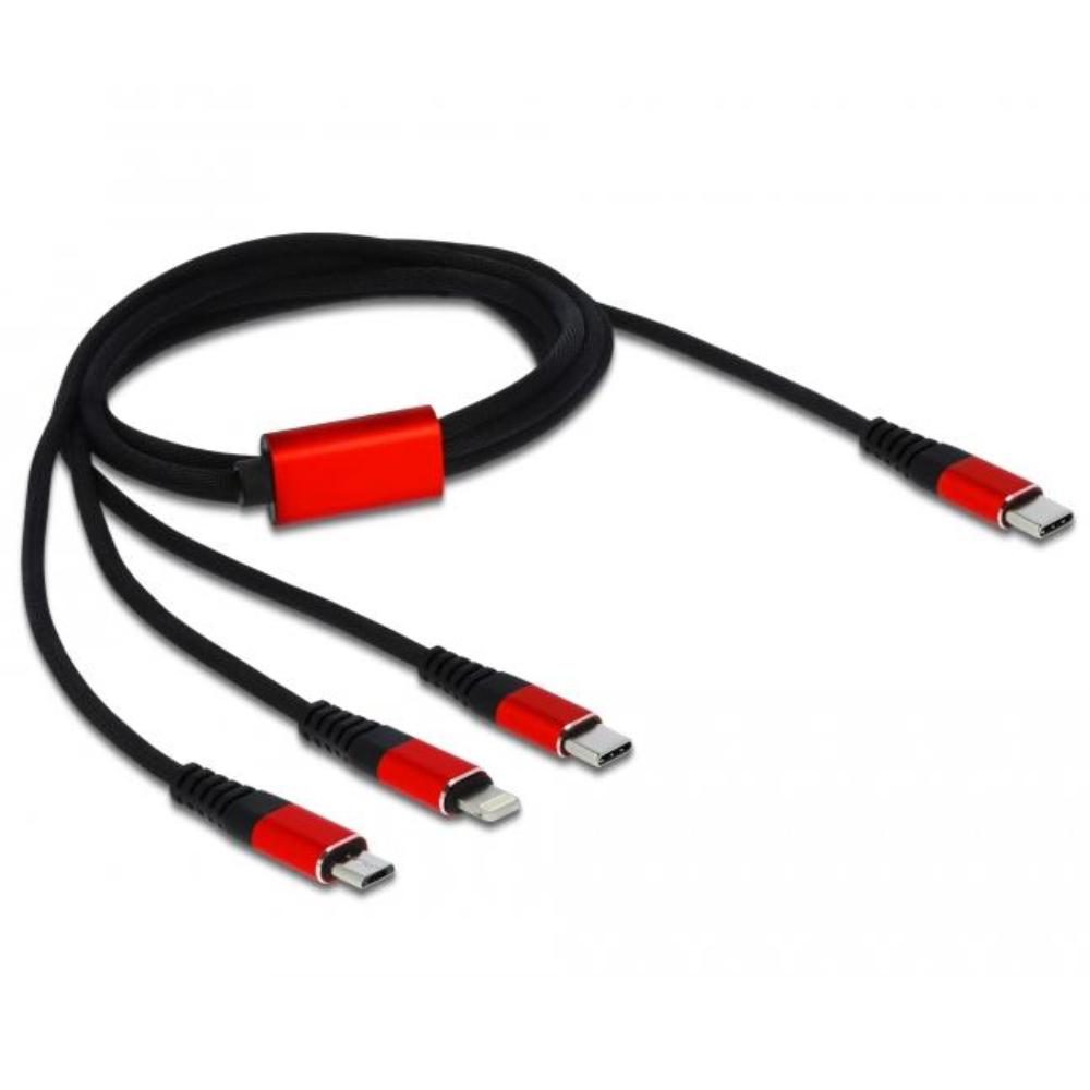 Delock USB Ladekabel 3 in 1 USB Typ C™ zu Lightning™ / Micro USB /