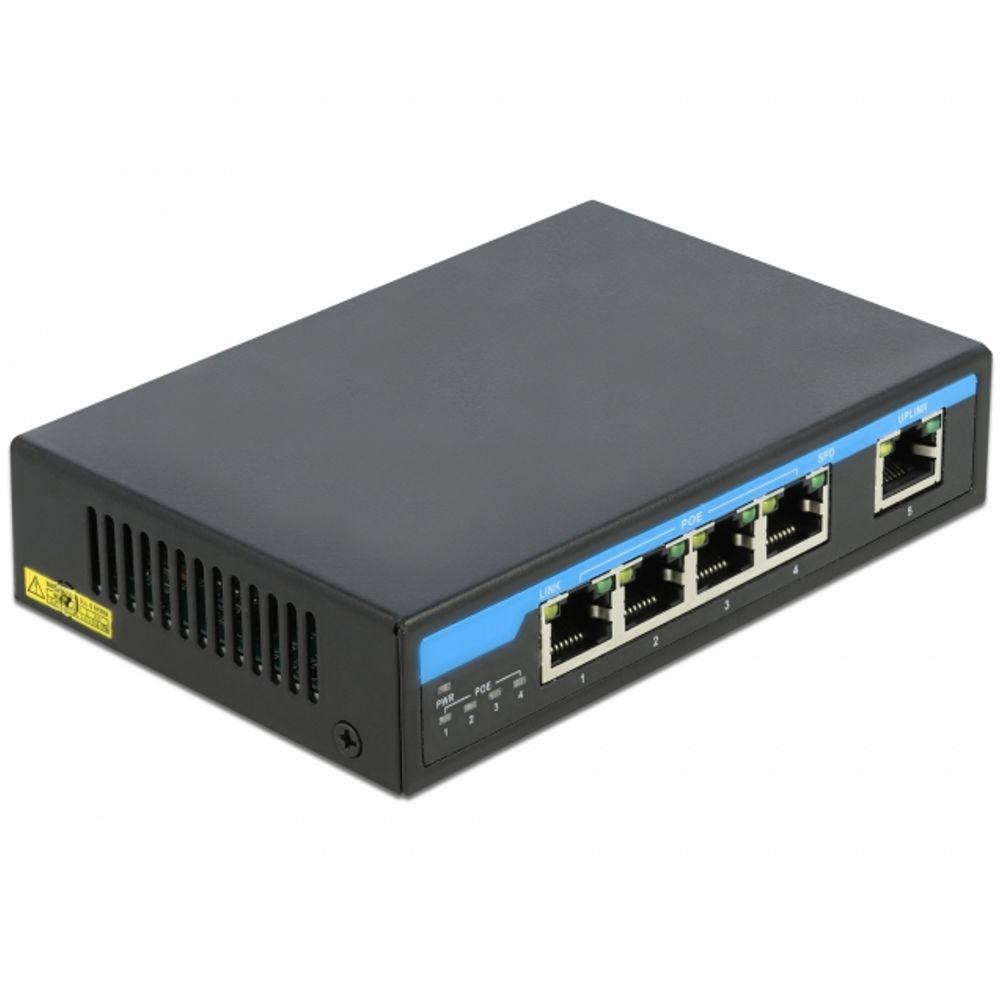 Delock Gigabit Ethernet Schakelaar 4 Haven PoE + 1 RJ45 - Delock
