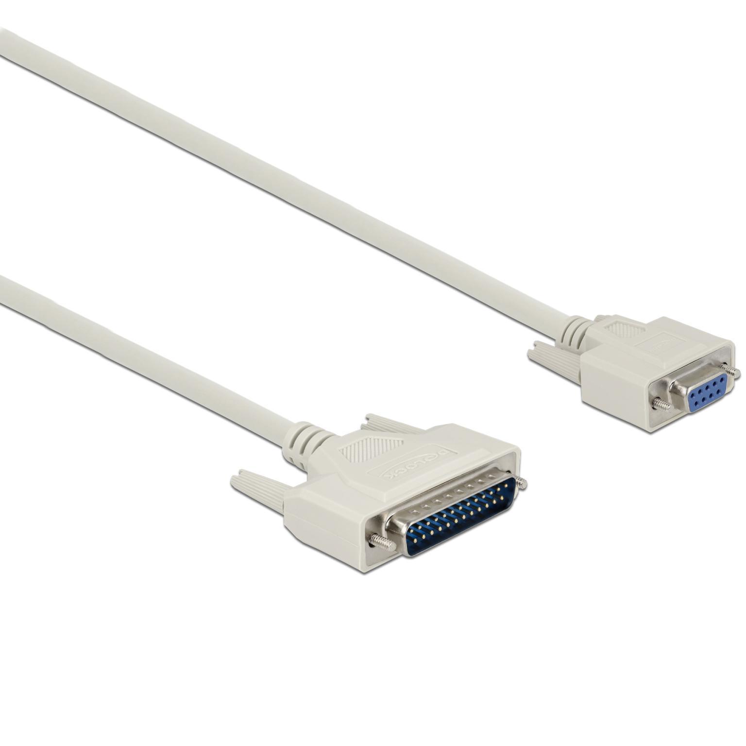Delock Serielles Kabel D-Sub 25 Stecker auf D-Sub 9 Buchse 10 m - Delo
