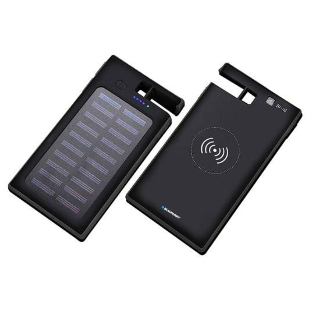 DRAHTLOSE POWERBANK MIT SOLARER ENERGIE 8000 mAh - MIT STRAHLERN - bla