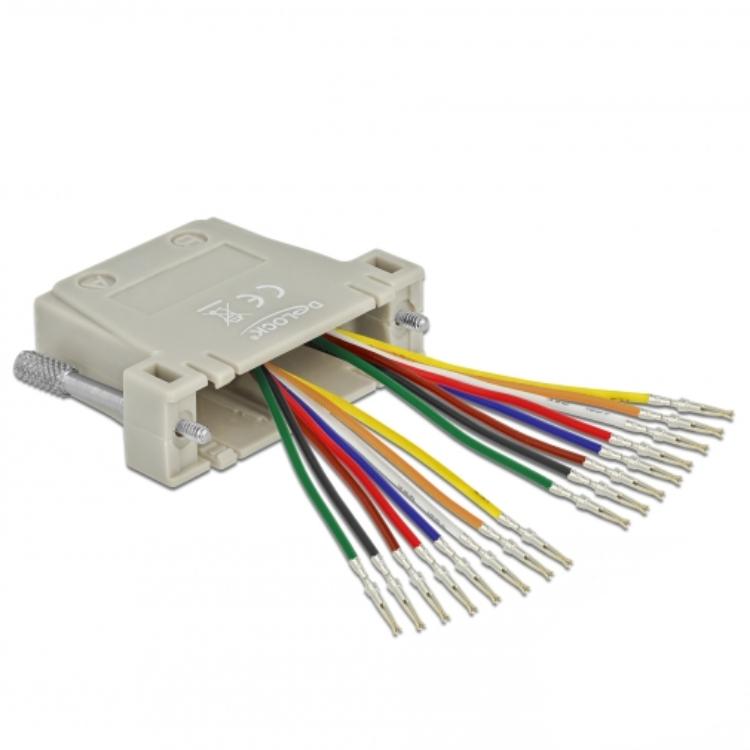 Delock D-Sub 25-polige Crimp-Buchse auf 2 x RJ45-Buchse mit Halterung