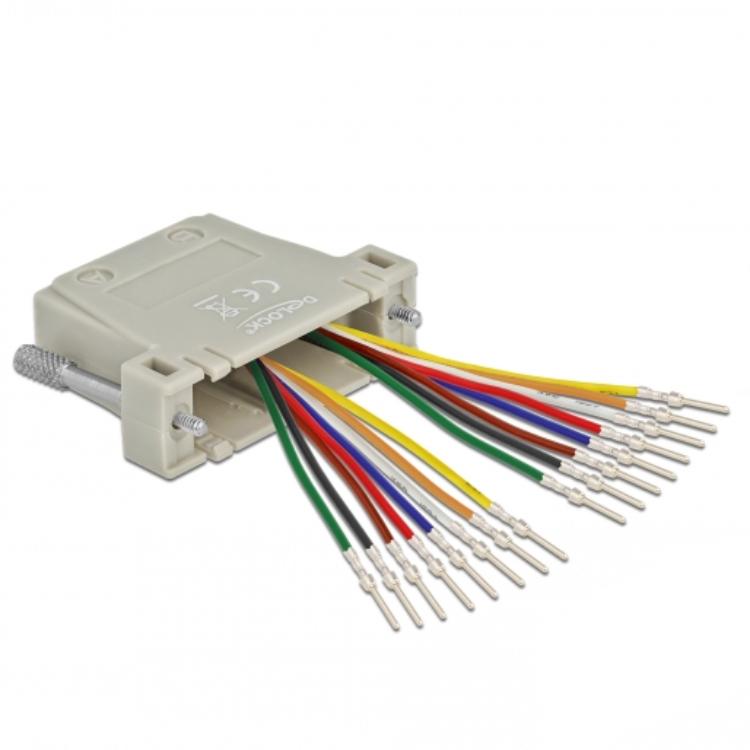 Delock D-Sub 25-poliger Crimpstecker auf 2 x RJ45-Buchse mit Montagesa