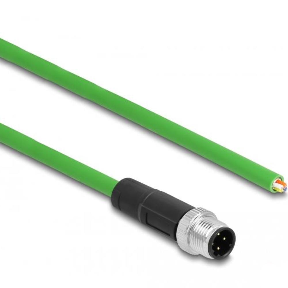 Delock Netzwerkkabel M12 4 Pin D-kodiert zu offenen Kabelenden TPU 5 m