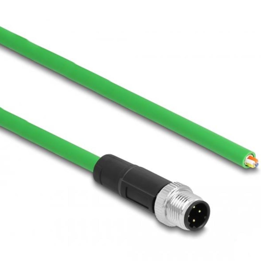 Delock Netzwerkkabel M12 4 Pin D-kodiert zu offenen Kabelenden PVC 5 m