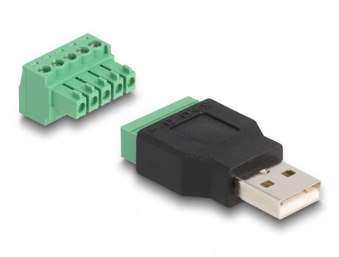 Delock USB 2.0 Typ-A Stecker zu Terminalblock Adapter 2-teilig - Deloc