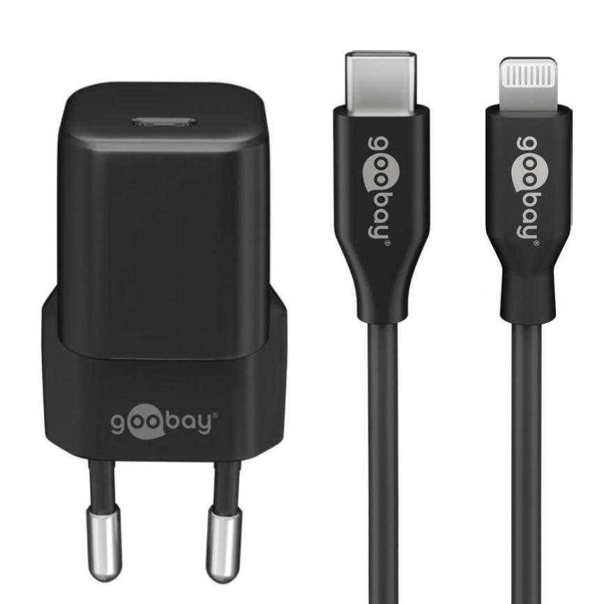 USB C oplader + lightning kabel