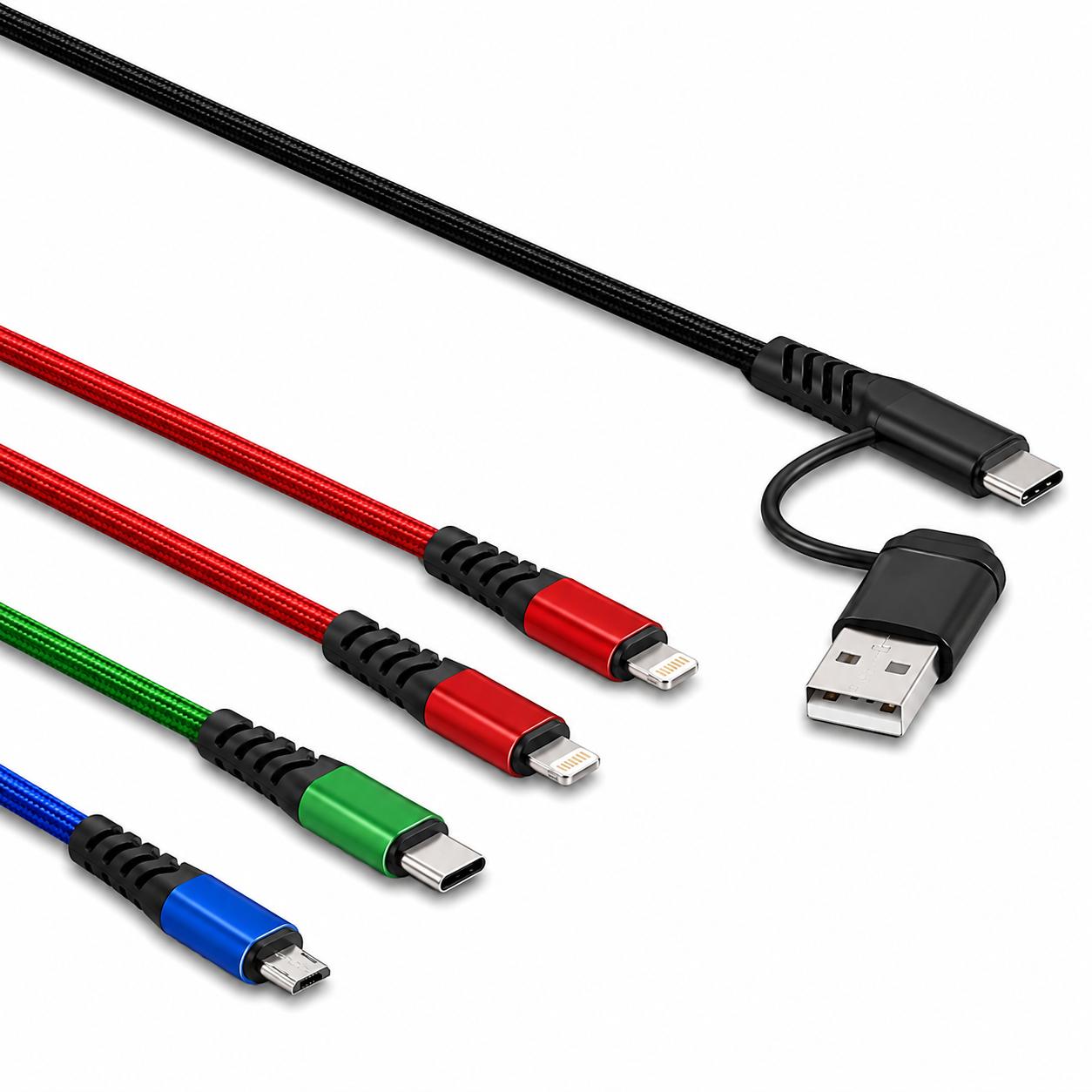 Delock USB-Ladekabel 4 in 1 USB Typ-A + USB-C™ zu 2 x Lightning™ /