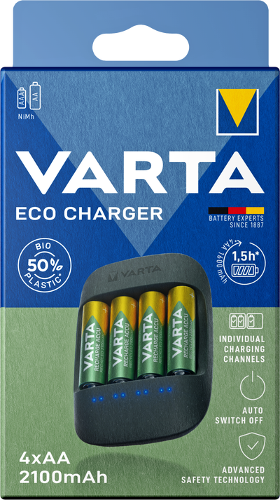 VARTA RECHARGE ECO CHARGER incl 4x AA 2100mah recycled - Varta