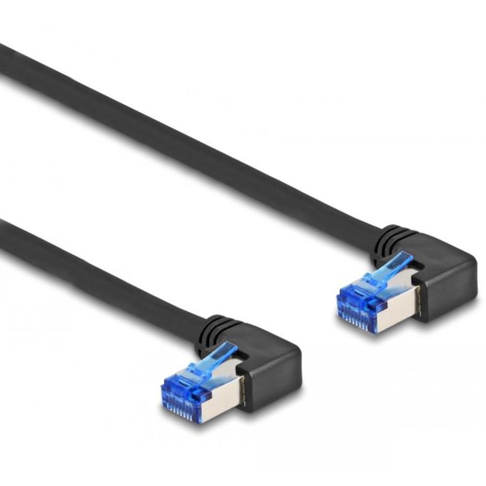 Delock RJ45 Netzwerkkabel Cat.6A S/FTP rechts gewinkelt 1 m schwarz -