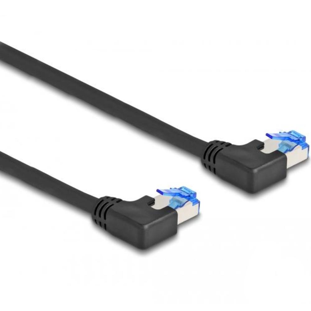 Delock RJ45 Netzwerkkabel Cat.6A S/FTP links gewinkelt 3 m schwarz - H
