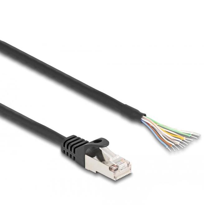 Delock Kabel RJ50 Stecker zu offenen Kabelenden S/FTP 0,5 m schwarz -
