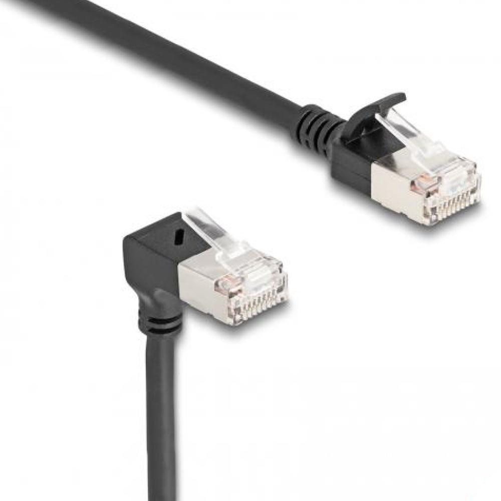 Delock RJ45 Netzwerkkabel Cat.6A S/FTP Slim 90 unten gewinkelt / gerad