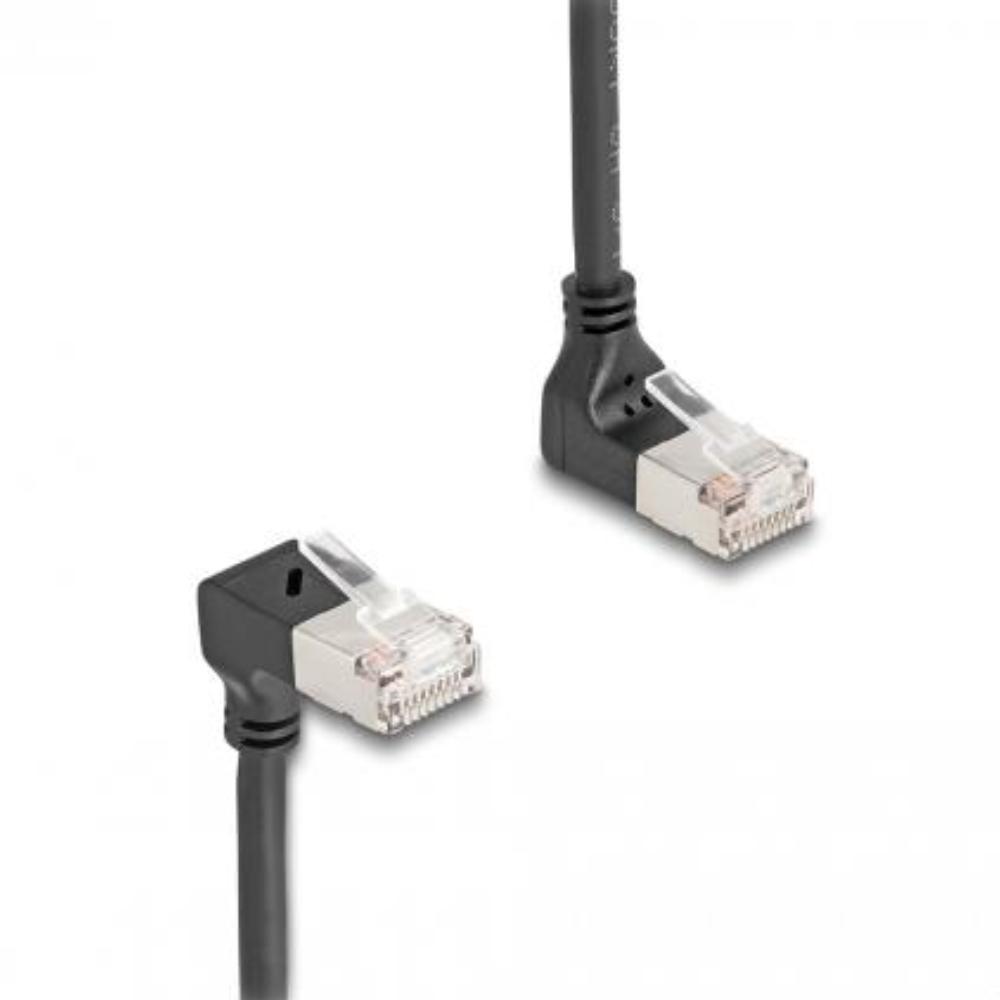 Delock RJ45 Netzwerkkabel Cat.6A S/FTP Slim 90 oben / unten gewinkelt