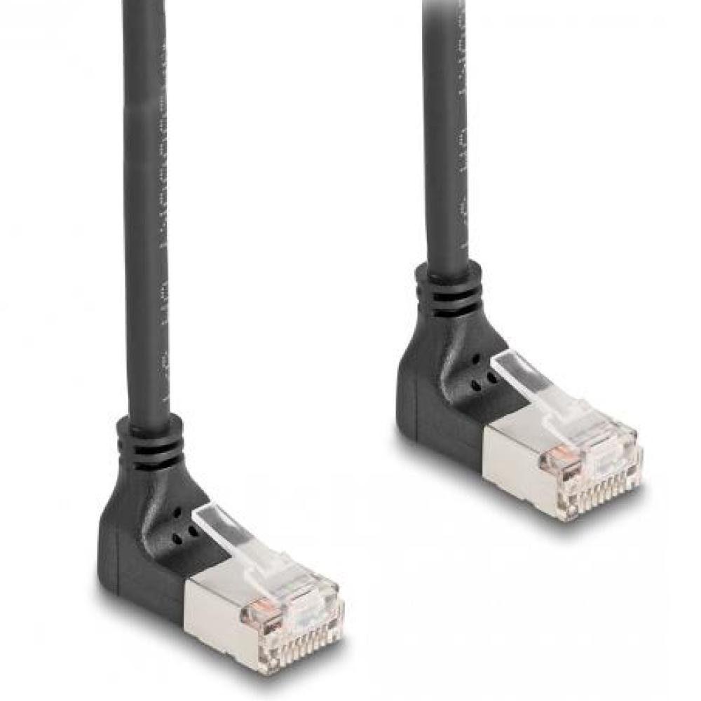 Delock RJ45 Netzwerkkabel Cat.6A S/FTP Slim 90 unten / unten gewinkelt