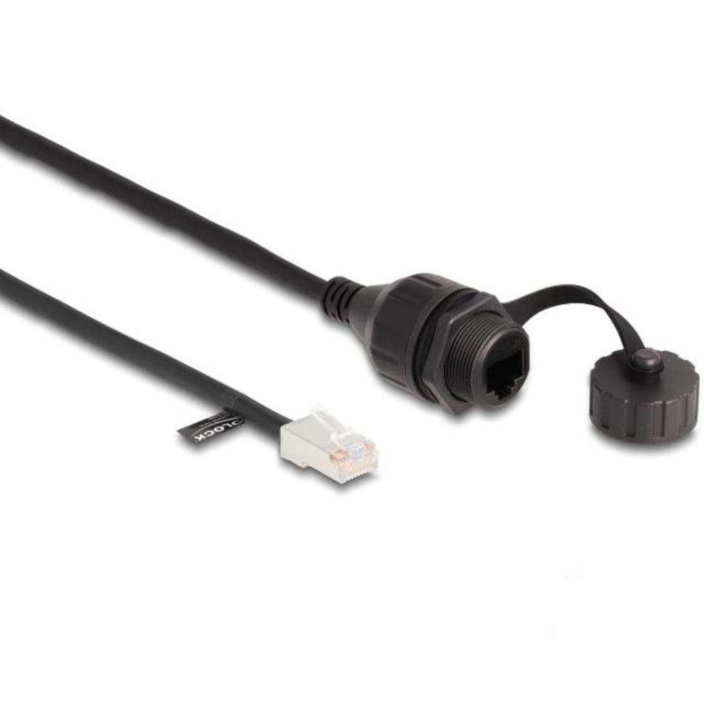 Delock Kabel RJ45 Stecker zu RJ45 Einbaudose mit Verschlusskappe Ca -
