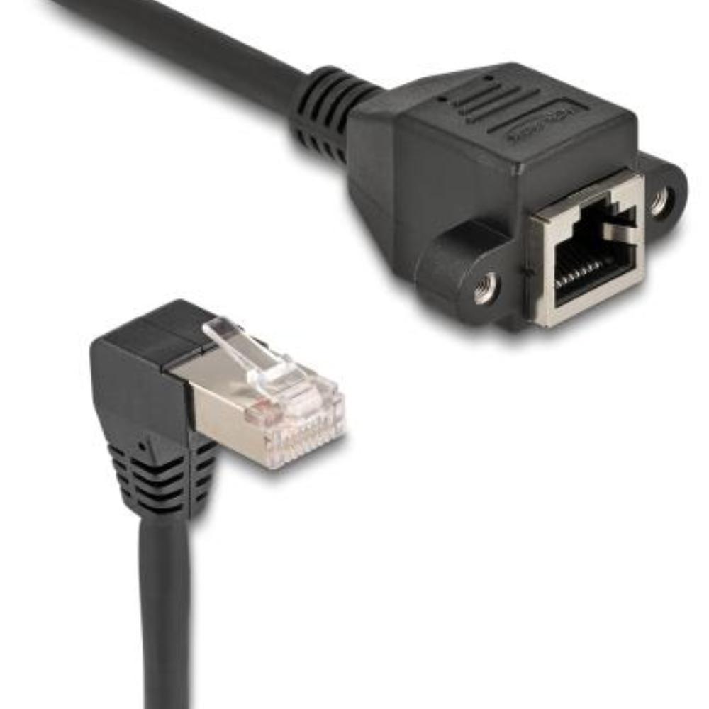 Delock Netzwerkverlängerungskabel S/FTP-Stecker RJ45-Stecker 90 recht