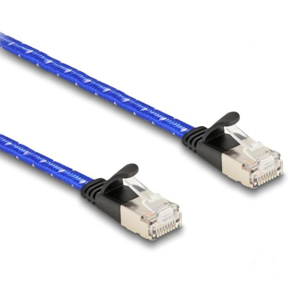 Delock RJ45 Flachband Netzwerkkabel mit Geflechtmantel Cat.6A U/FTP 0,