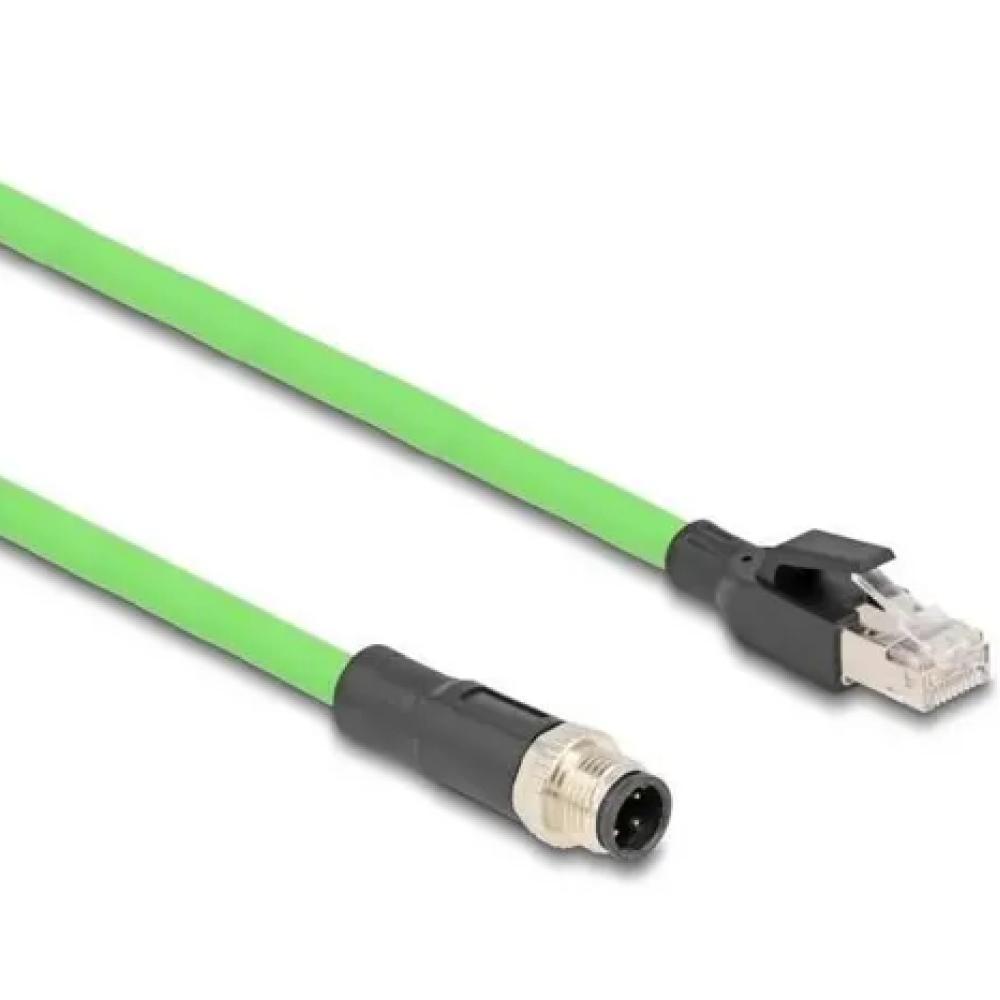 Delock M12-Kabel D-kodierter 4-poliger Stecker auf RJ45-Stecker PUR (T