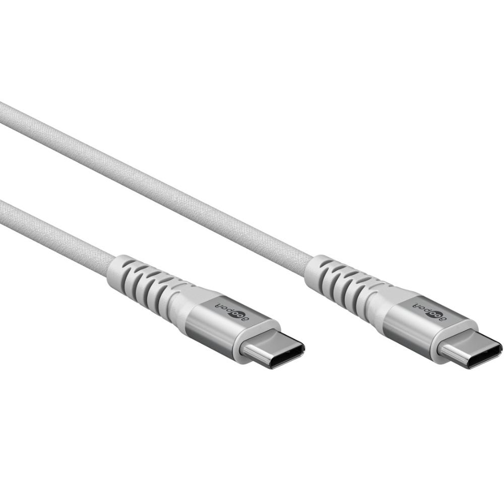 USB-C™ auf USB-C™ Textilkabel mit Metallsteckern, 1 m, weiß - Goo