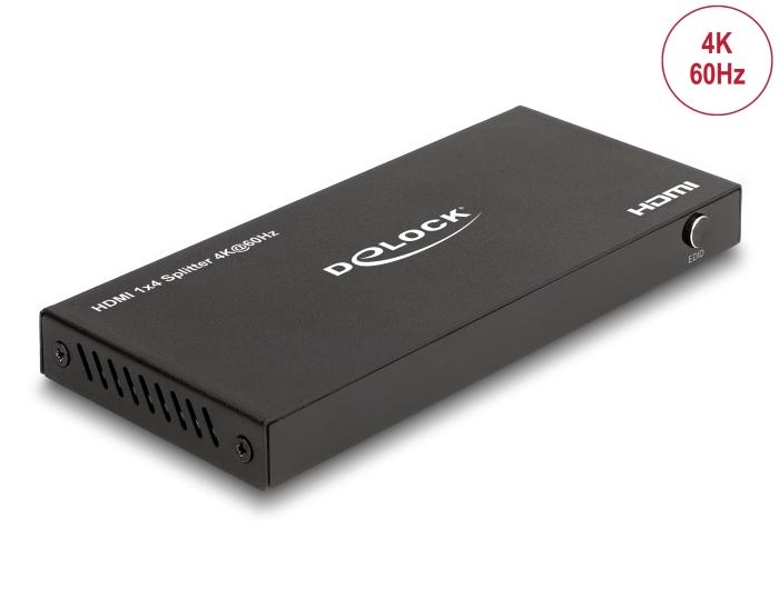 Delock HDMI Splitter 1 x HDMI ingang naar 4 x HDMI uitgang 4K 60 Hz met downscaler