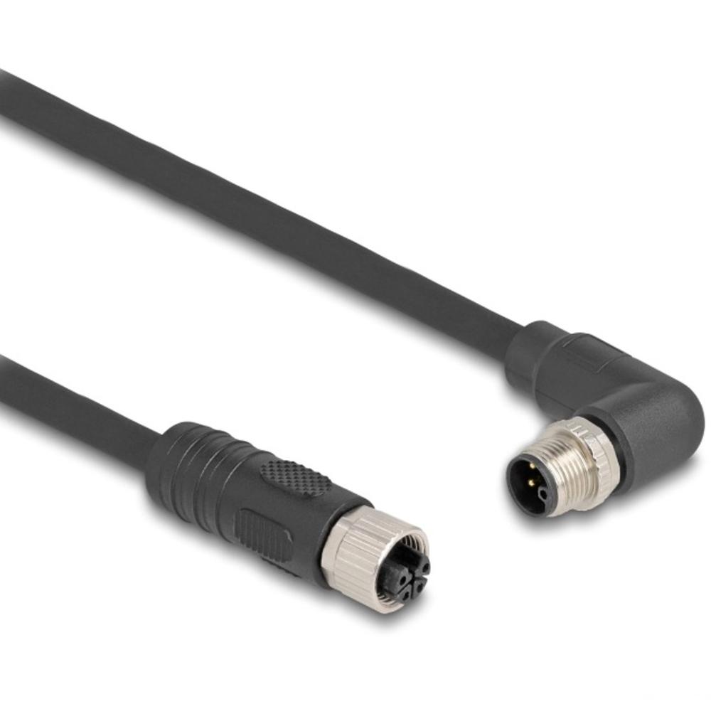 DELOCK 80529 - M12 Kabel L-kodiert 4 Pin Stecker rechts gewinkelt >Buchse PUR