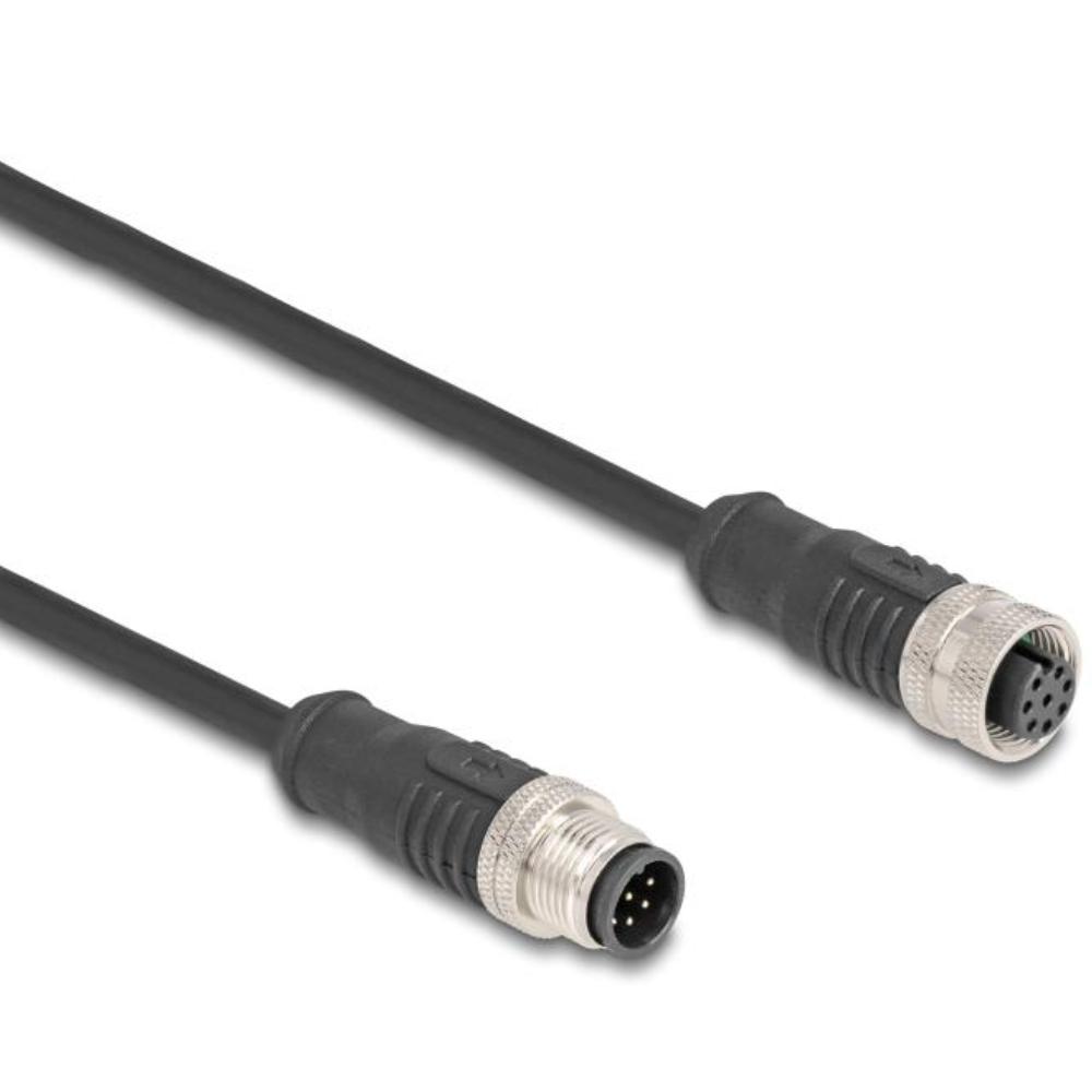 Delock M12 Kabel A-kodiert 8-polig Stecker auf Buchse PVC 1 m - Delock