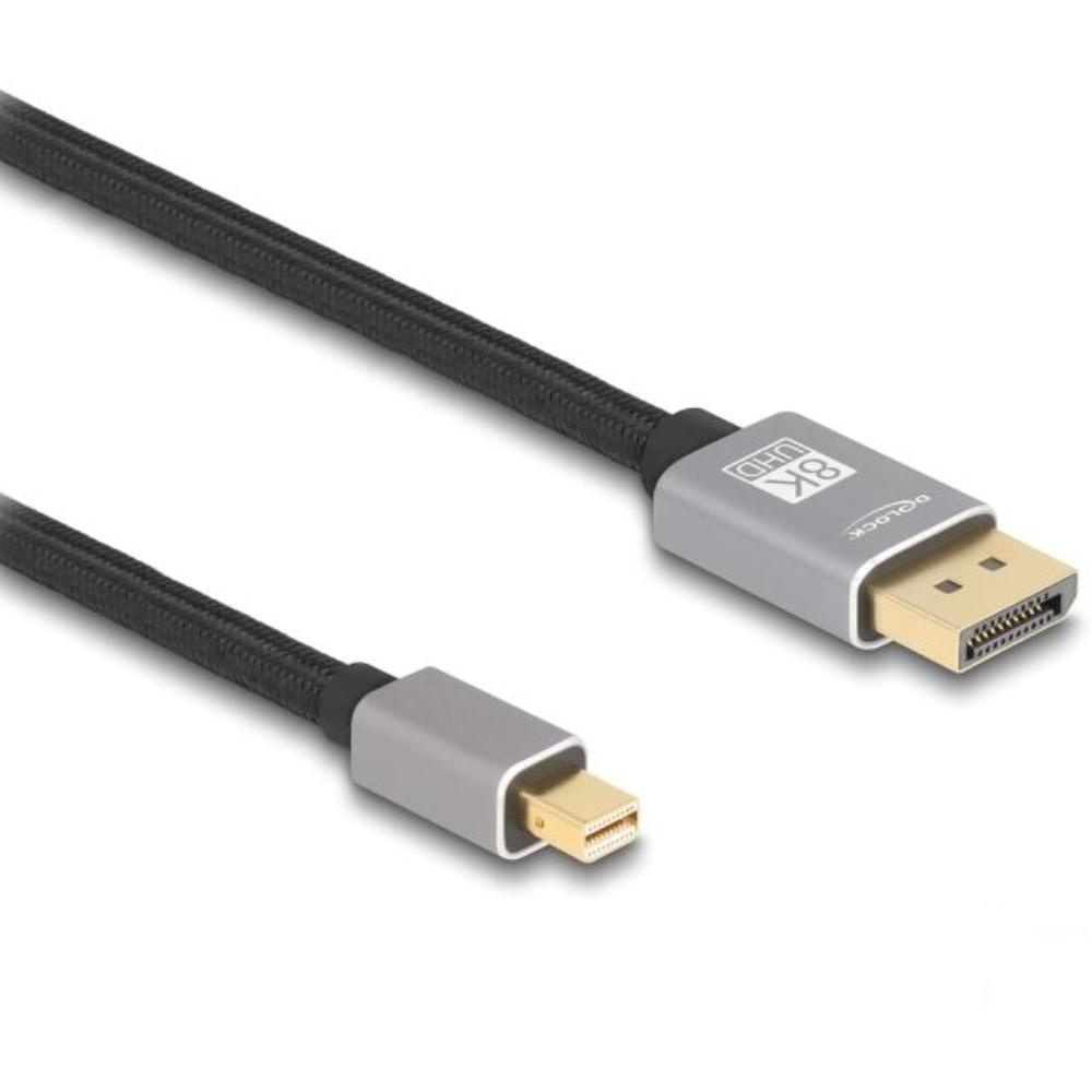 Delock Mini DisplayPort auf DisplayPort Kabel 8K 60 Hz 1 m grau Metall