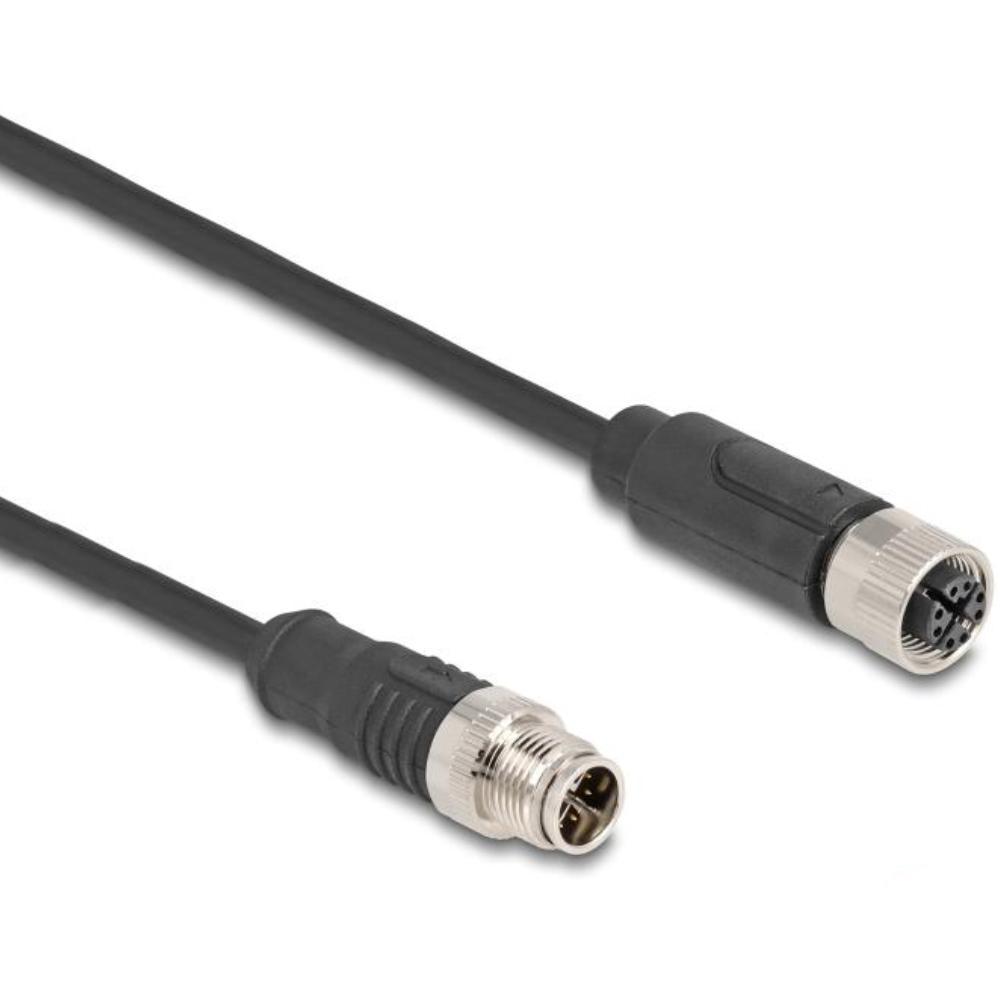 Delock M12 Kabel X-kodiert 8-polig Stecker auf Buchse PVC 5 m - Delock