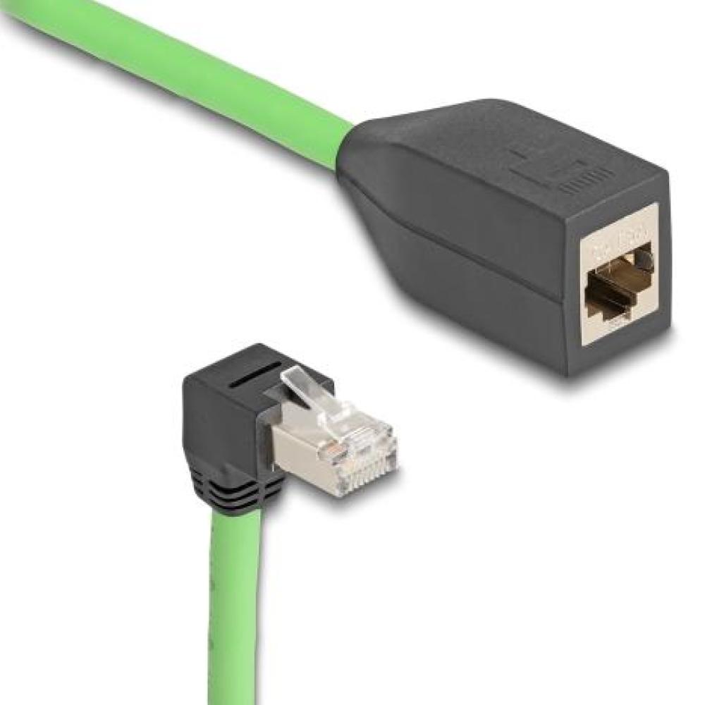 Delock RJ45 Netzwerkverlängerungskabel Cat.6A Stecker unten gewinkelt