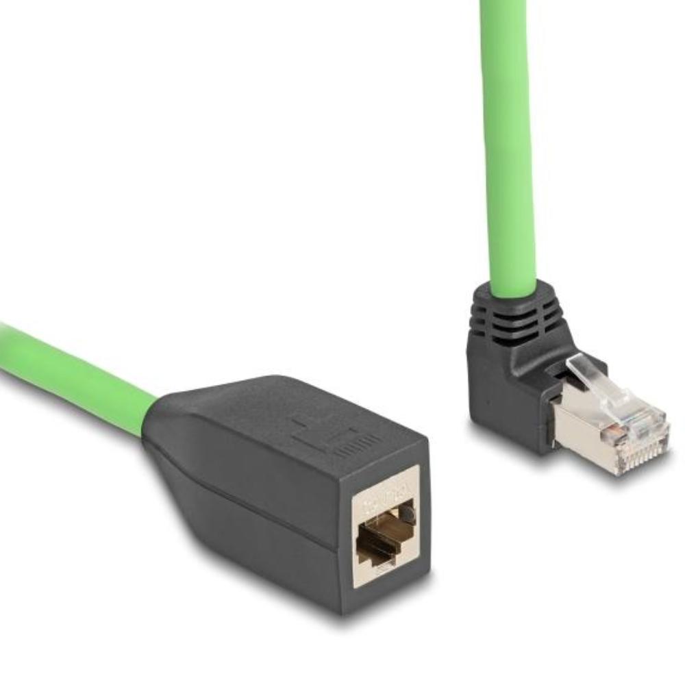 Delock RJ45 Netzwerk Verlängerungskabel Cat.6A Stecker oben gewinkelt