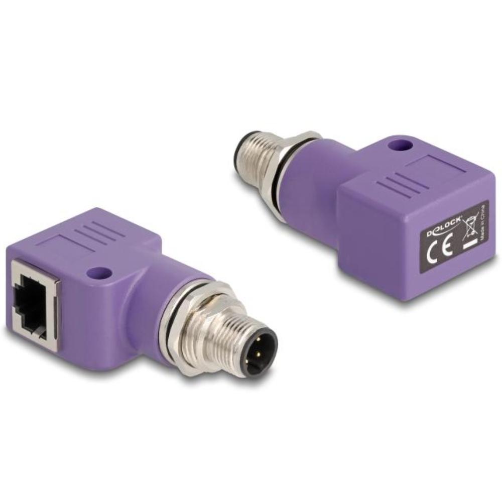 Delock M12 Adapter D-kodiert 4-Pin Stecker auf RJ45 Buchse Cat.5e mit